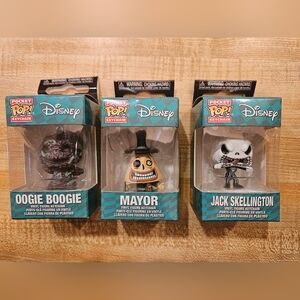 Disney Pocket Pop! Keychain Set - Oogie Boogie, Mayor, Jack Skellington